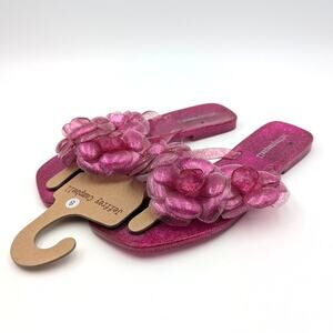 Jeffrey Campbell Fleuris Jelly Flip Flop Thong Sandal Pink Glitter Size US8 EU39